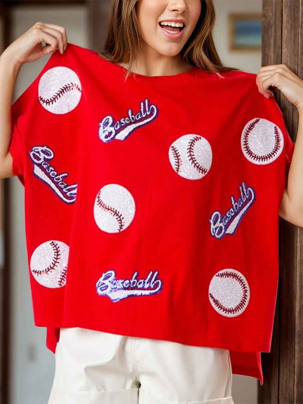 Baseball Round Neck Half Sleeve T-Shirt – Trendsi | ClozArt