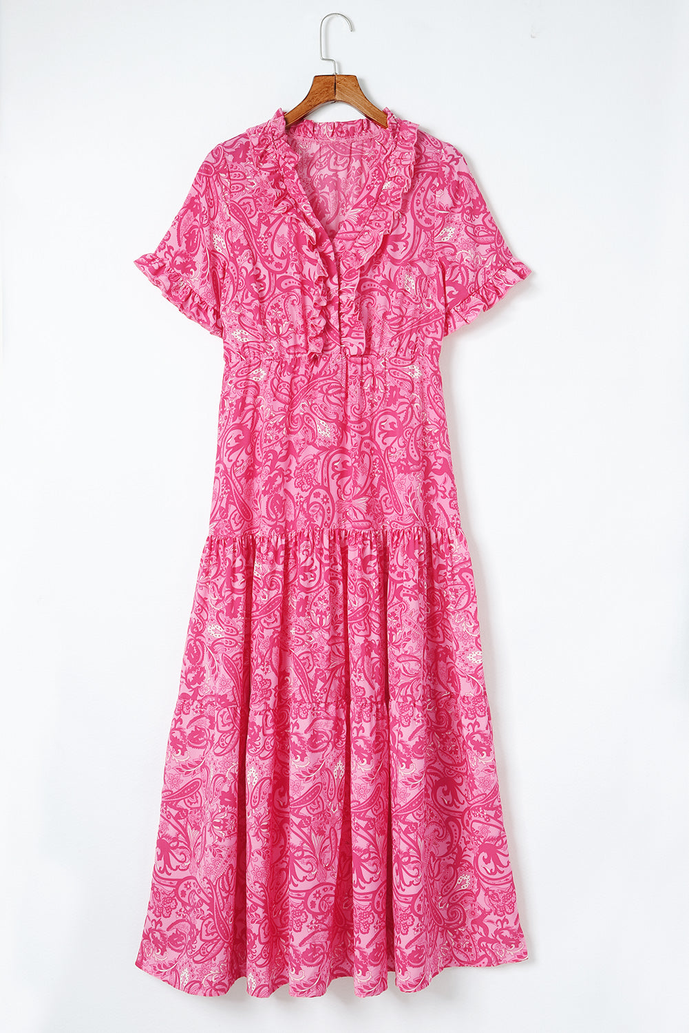 Paisley Print Flounce Sleeve Maxi Dress – Trendsi | ClozArt