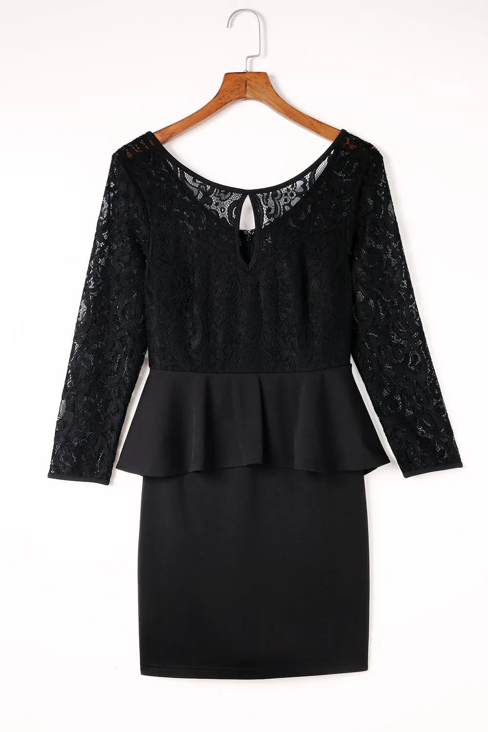 Lace Detail Long Sleeve Mini Dress – Trendsi | ClozArt