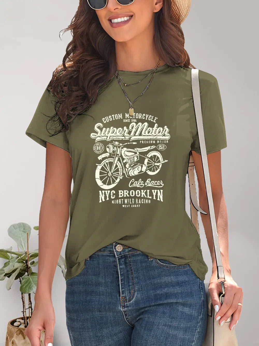 Motorcycle Graphic Round Neck T-Shirt – Trendsi | ClozArt