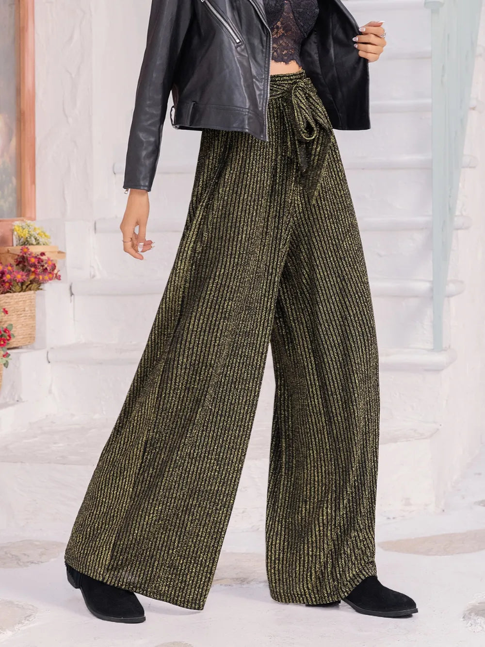 Ribbed Tied Wide Leg Pants – Trendsi | ClozArt
