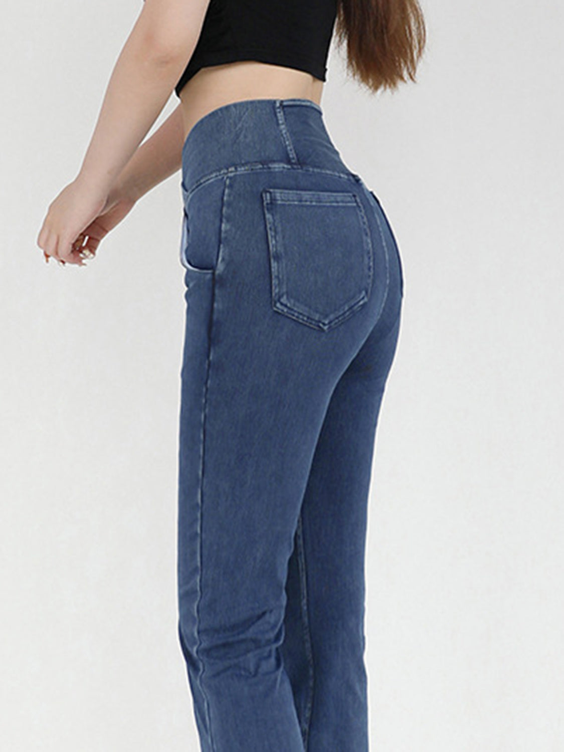 Wide Waistband Bootcut Jeans with Pockets – Trendsi | ClozArt
