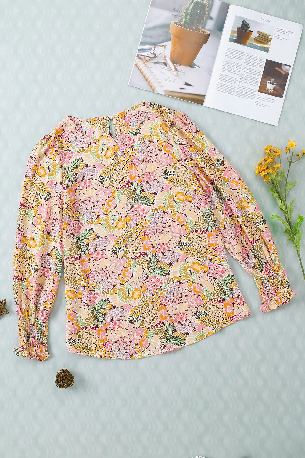 Floral Print Long Puff Sleeve Blouse – Trendsi | ClozArt