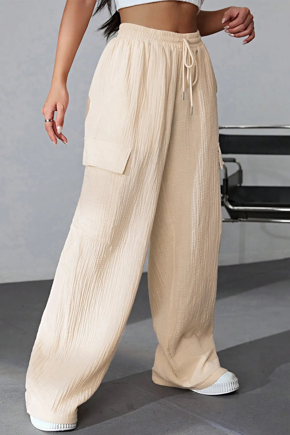 Drawstring Pocketed Wide Leg Pants – Trendsi | ClozArt