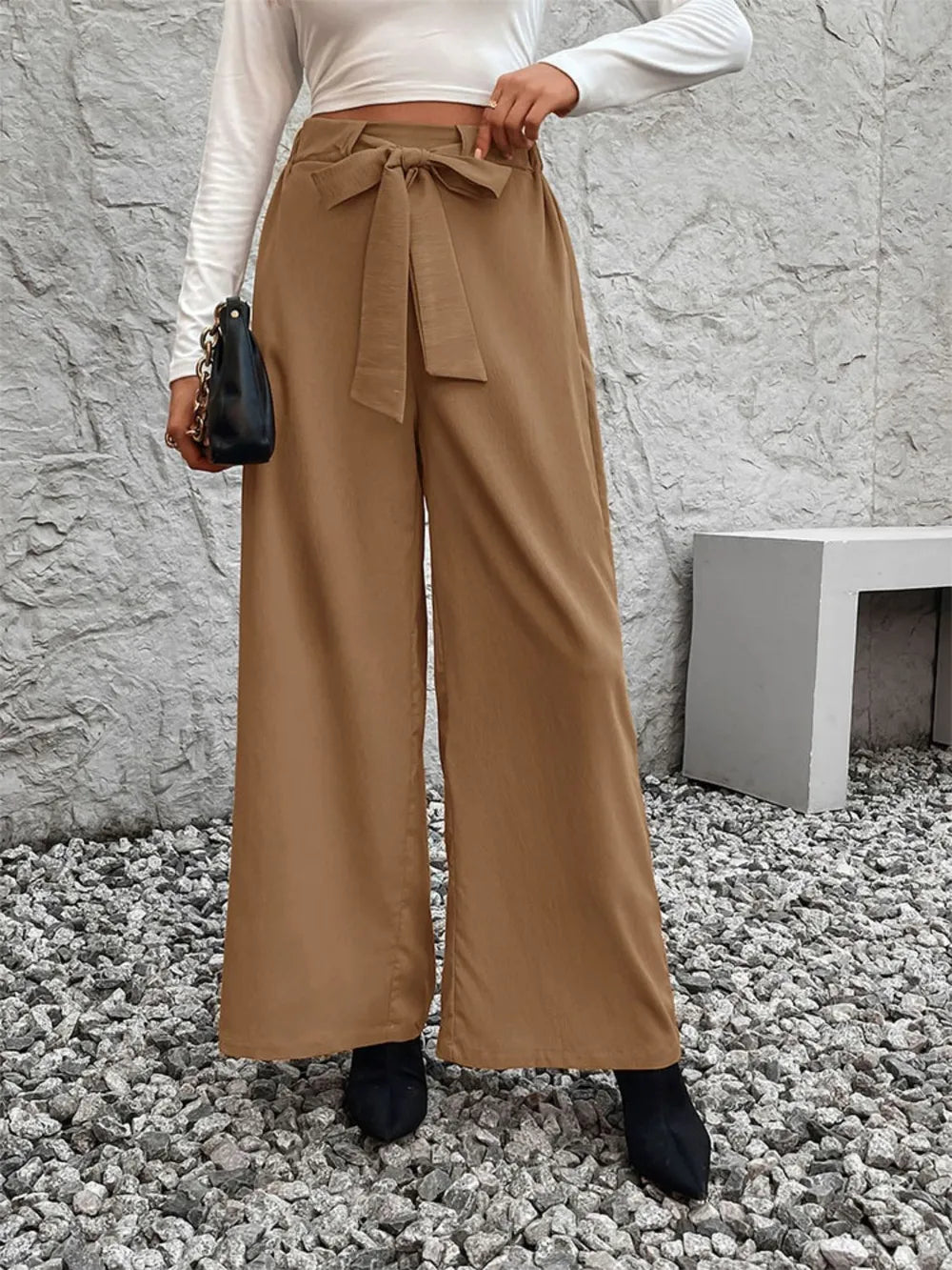 Perfee Tied High Waist Wide Leg Pants – Trendsi | ClozArt