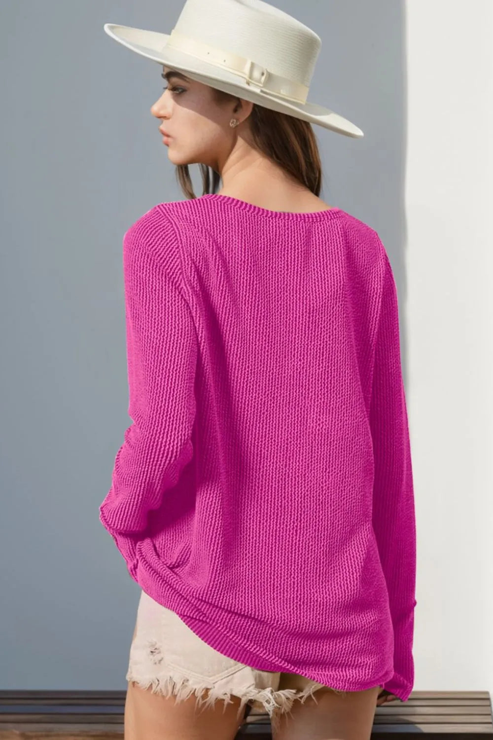 Double Take Full Size Notched Thumbhole Long Sleeve T-Shirt – Trendsi | ClozArt
