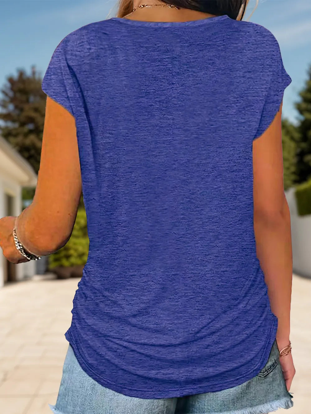Full Size Half Zip Cap Sleeve T-Shirt – Trendsi | ClozArt