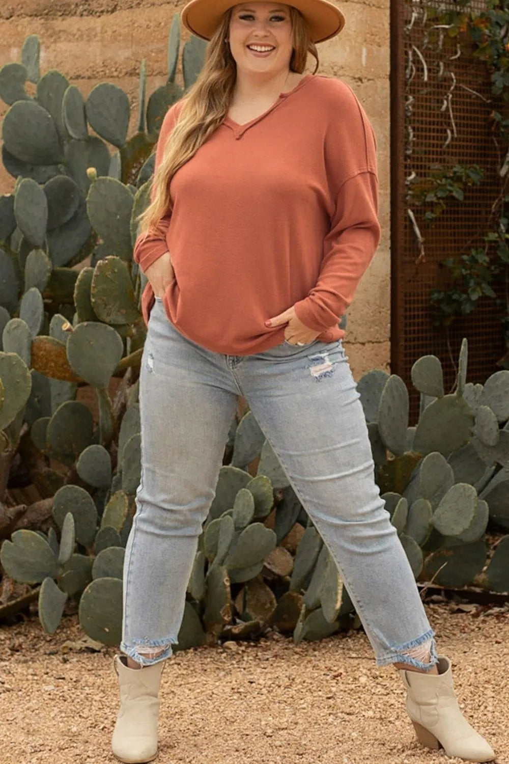Plus Size Notched Long Sleeve T-Shirt – Trendsi | ClozArt