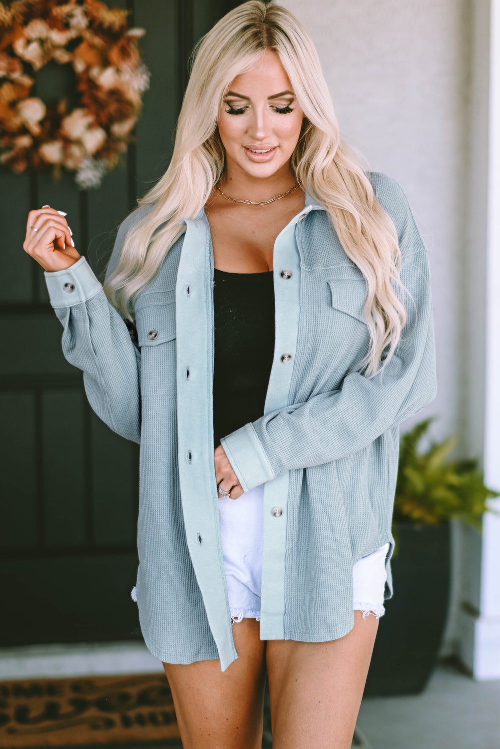Button Down Drop Shoulder Jacket – Trendsi | ClozArt