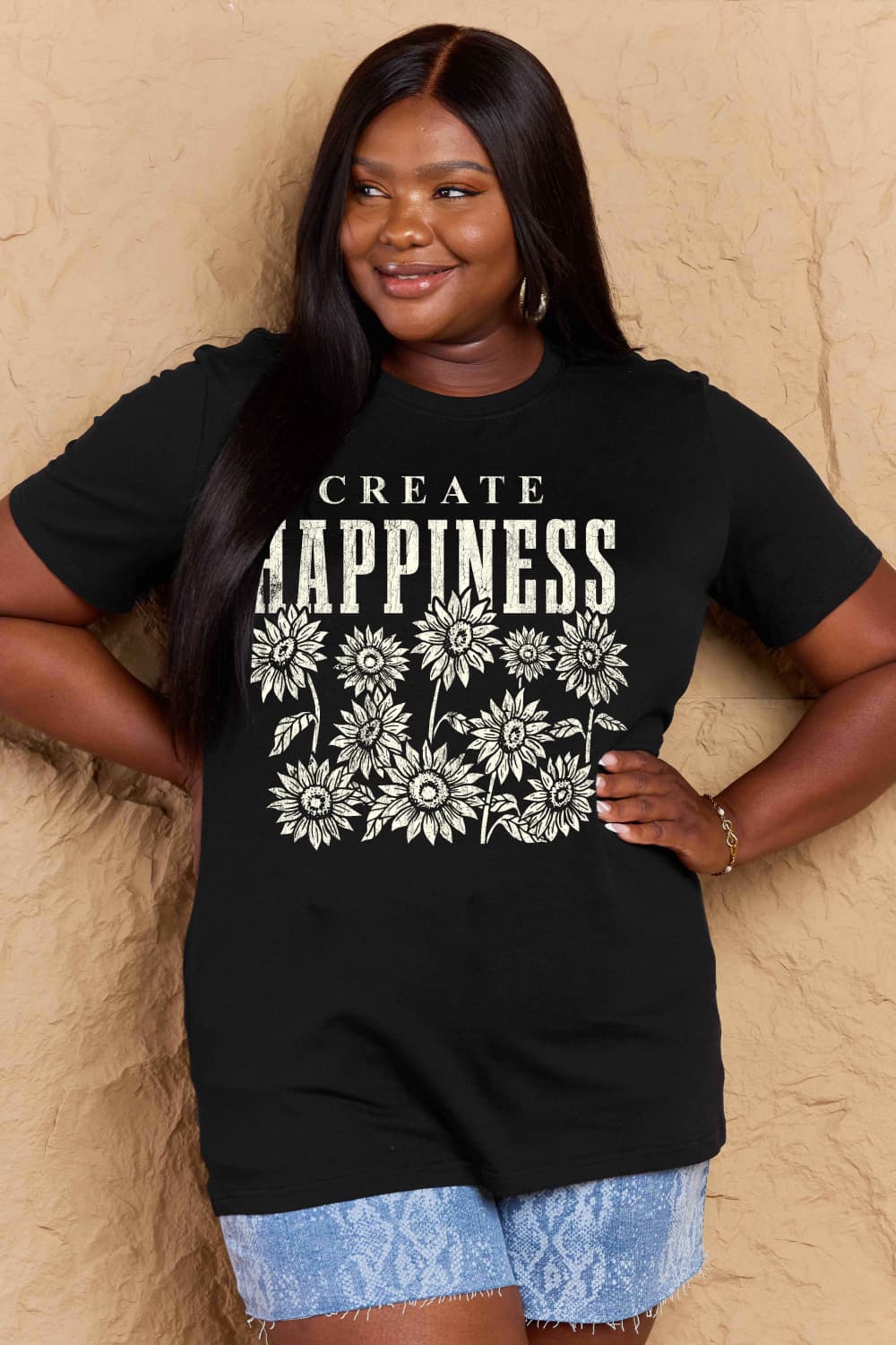Simply Love Full Size CREATE HAPPINESS Graphic Cotton T-Shirt – Trendsi | ClozArt