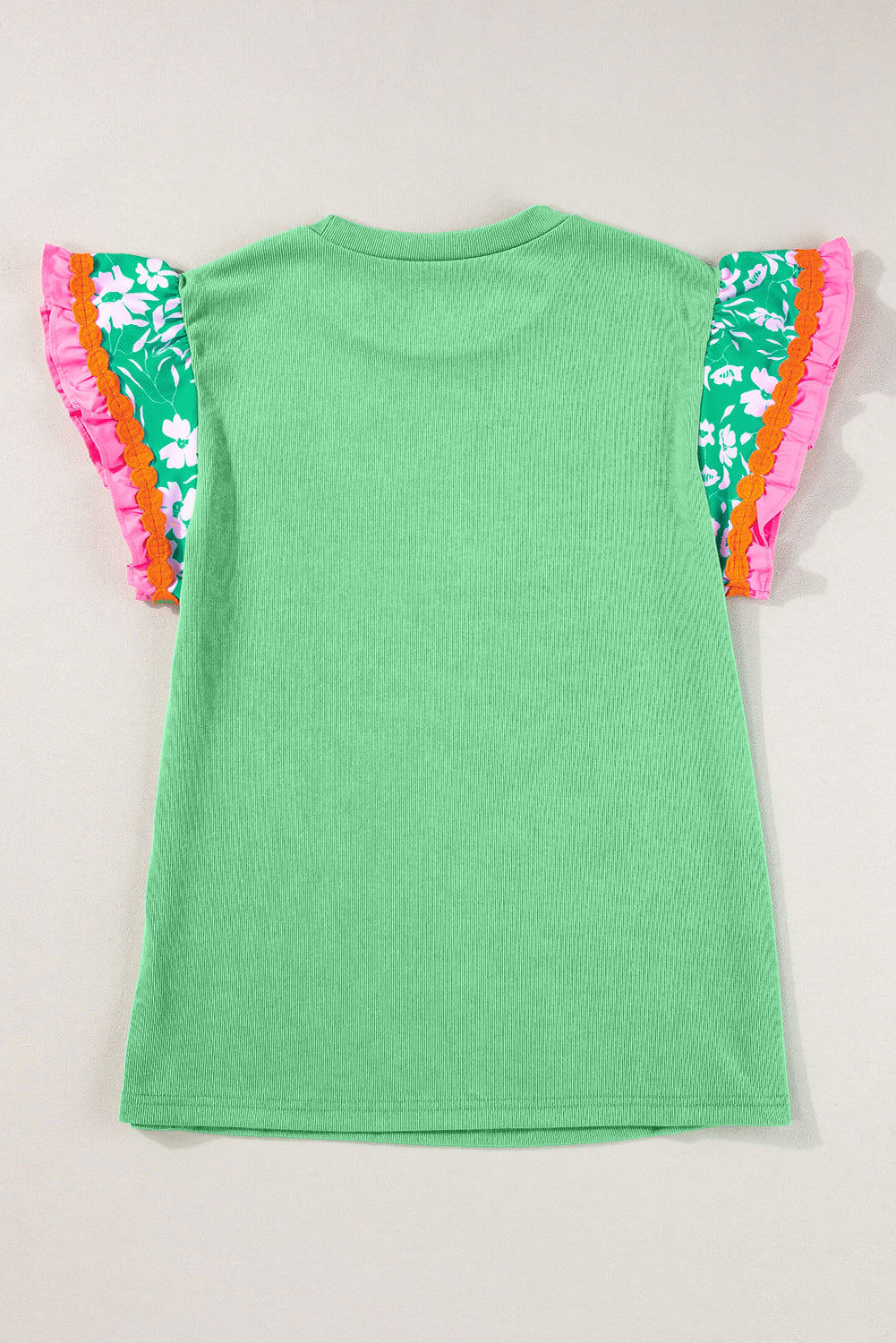 Light Green Ricrac Applique Floral Sleeve Textured Blouse – Shewin | ClozArt