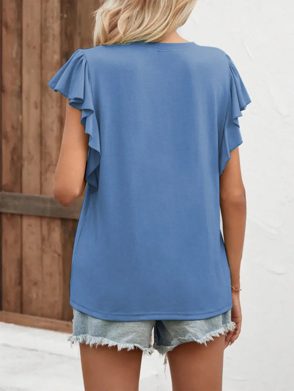 Notched Cap Sleeve T-Shirt – Trendsi | ClozArt