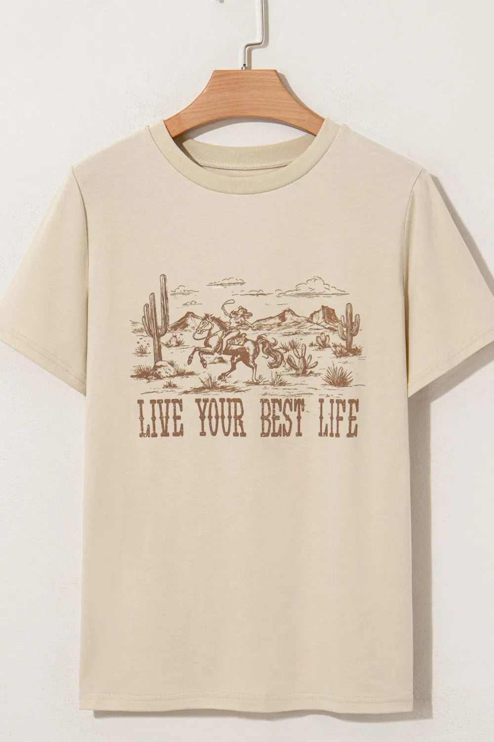 LIVE YOUR BEST LIFE Western Graphic Short Sleeve T-Shirt – Trendsi | ClozArt