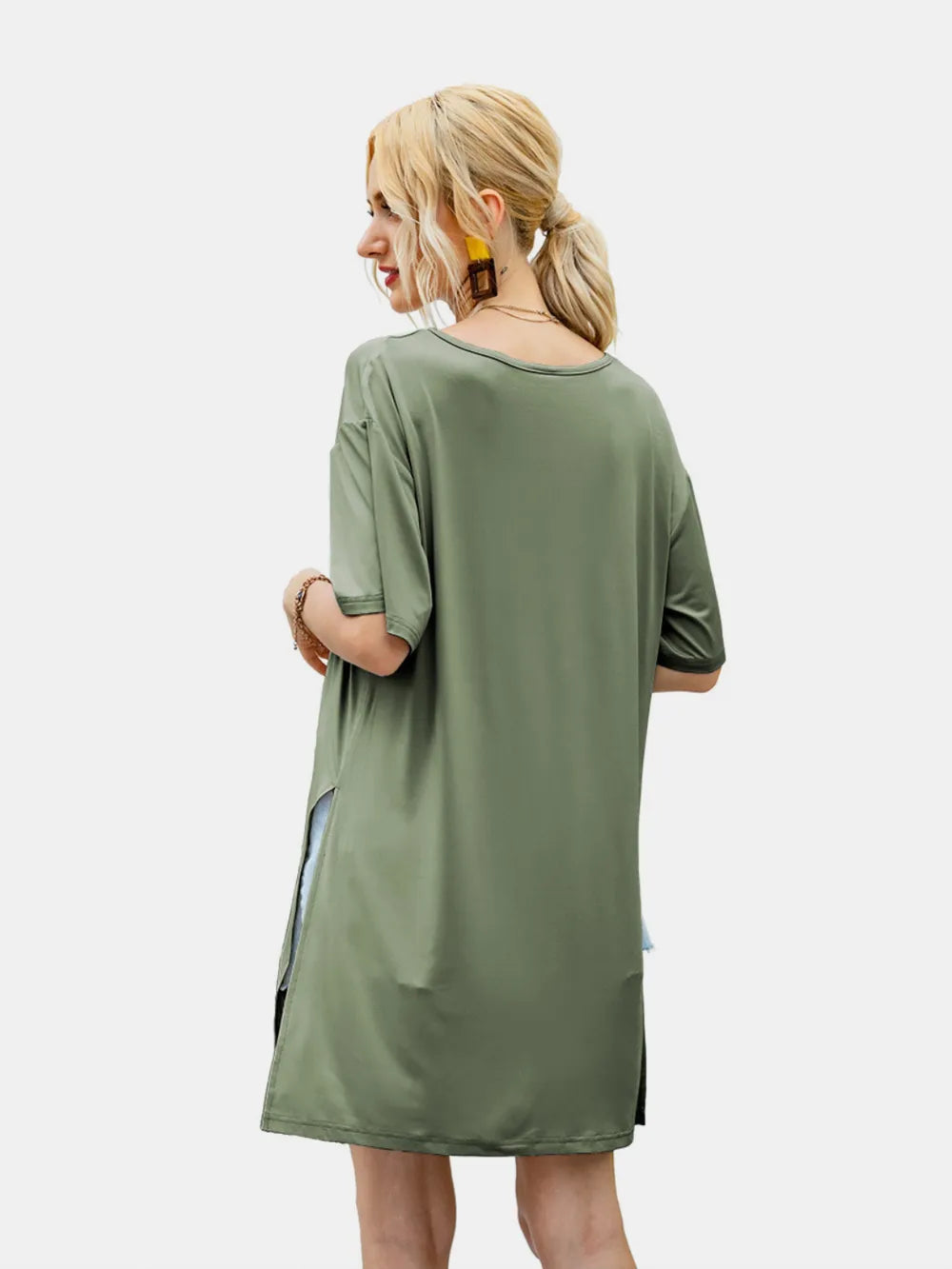 Ivy Lane Slit Boat Neck Half Sleeve T-Shirt – Trendsi | ClozArt