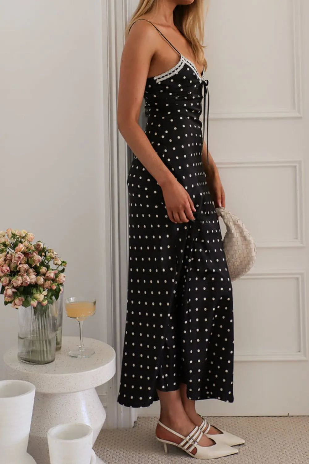 Polka Dot Square Neck Midi Cami Dress – Trendsi | ClozArt
