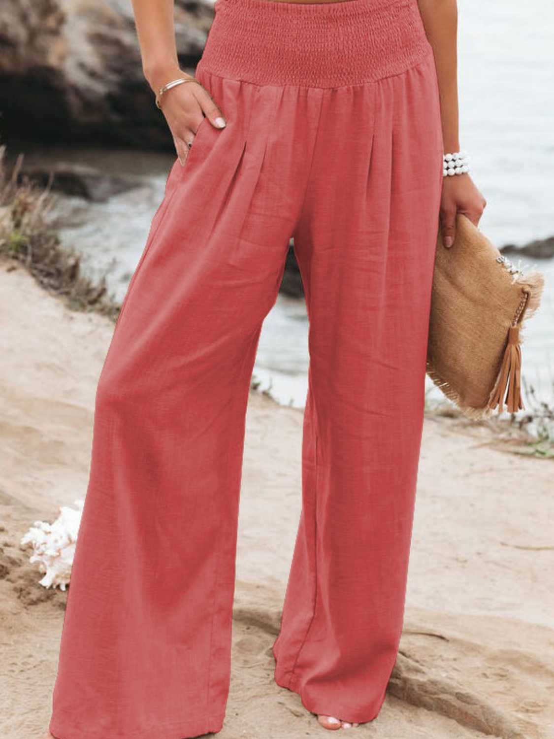 Full Size Smocked Waist Wide Leg Pants – Trendsi | ClozArt