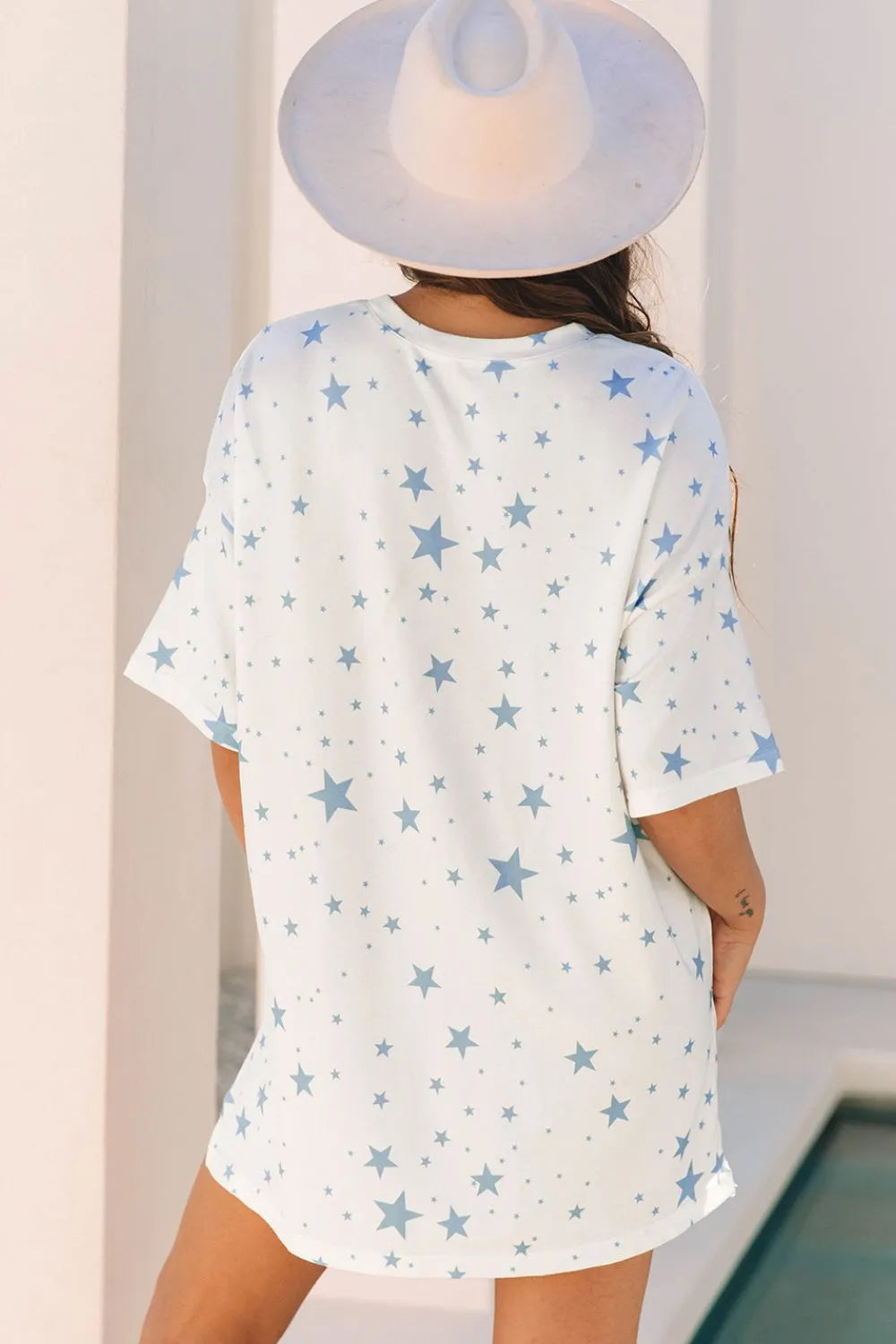 Stars Print Drop Shoulder Oversized T Shirt with Slits – Trendsi | ClozArt