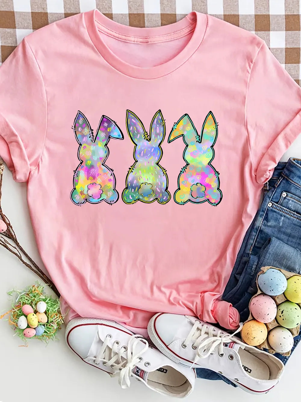 Rabbit Round Neck Short Sleeve T-Shirt – Trendsi | ClozArt