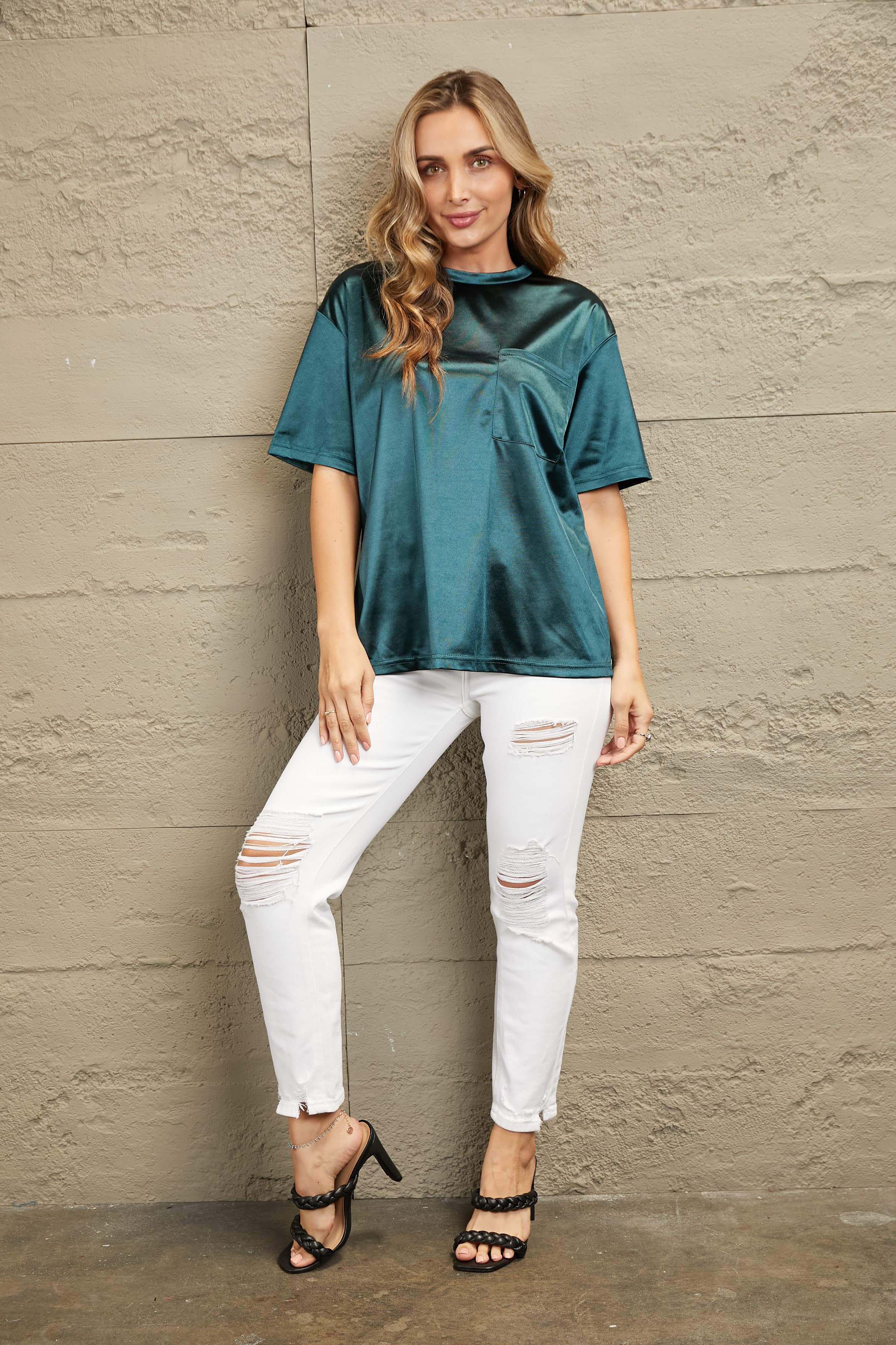 Round Neck Dropped Shoulder Top – Trendsi | ClozArt
