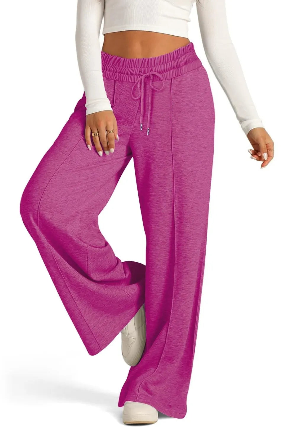 Drawstring Elastic Waist Wide Leg Pants – Trendsi | ClozArt