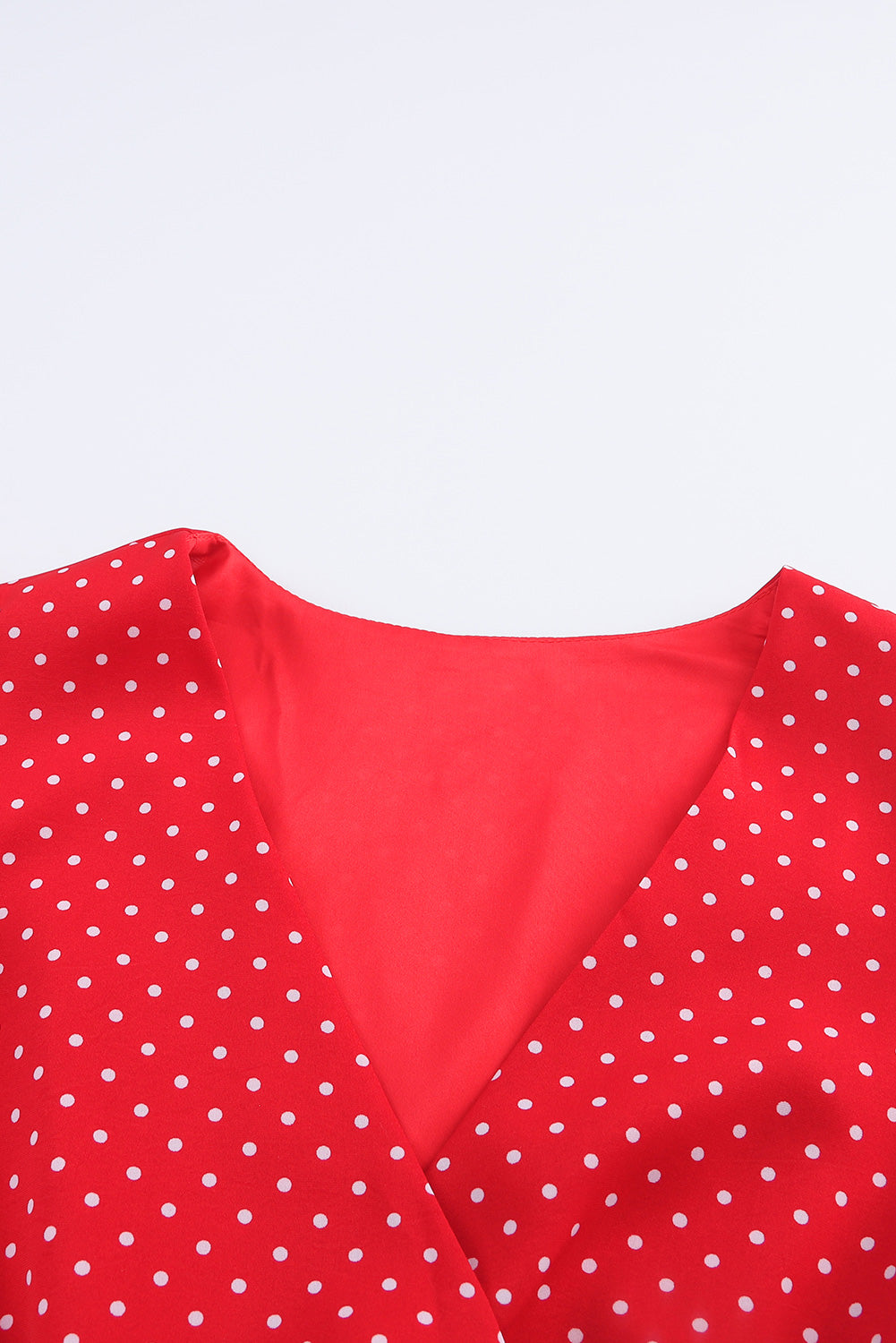Polka Dot Surplice Neck Tie Waist Dress – Trendsi | ClozArt