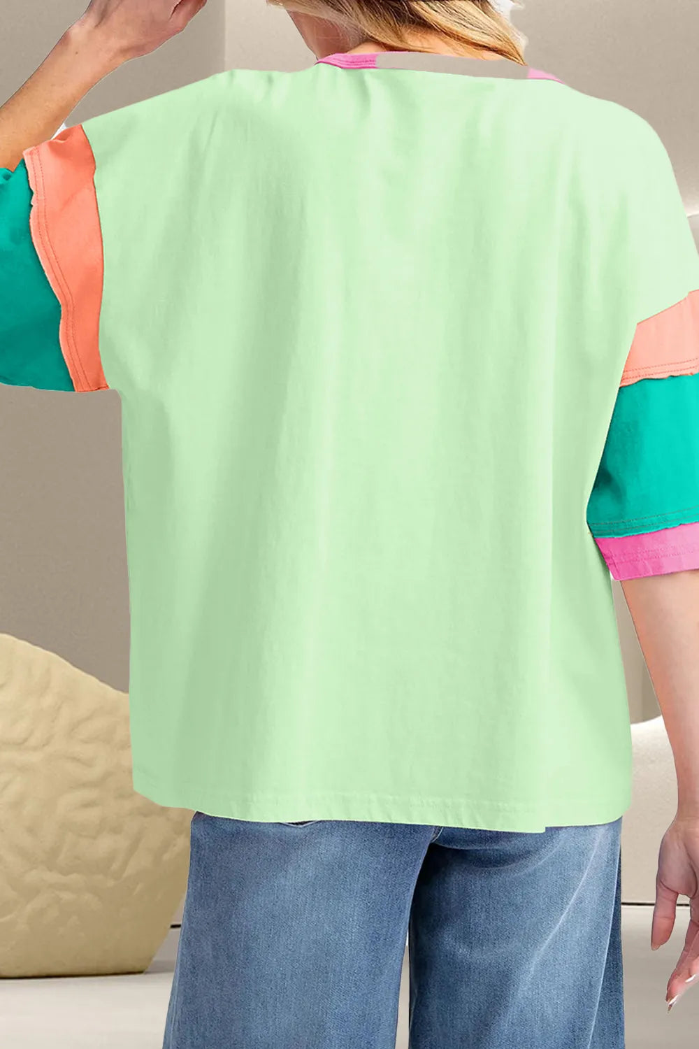 Color Block Round Neck Half Sleeve T-Shirt – Trendsi | ClozArt