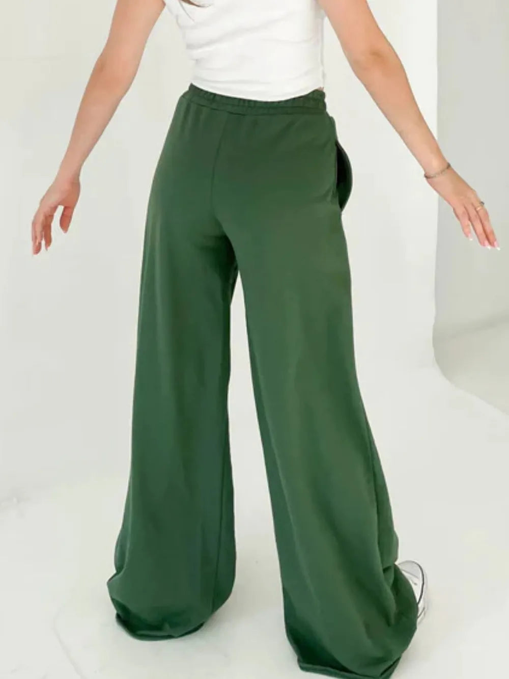 Elastic Waist Wide Leg Pants – Trendsi | ClozArt