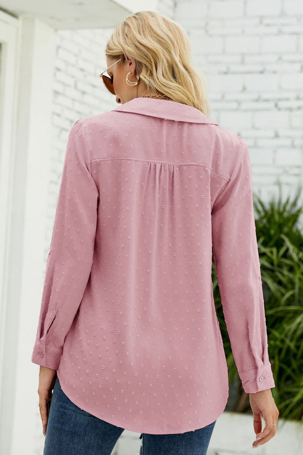 Swiss Dot Johnny Collar Blouse – Trendsi | ClozArt