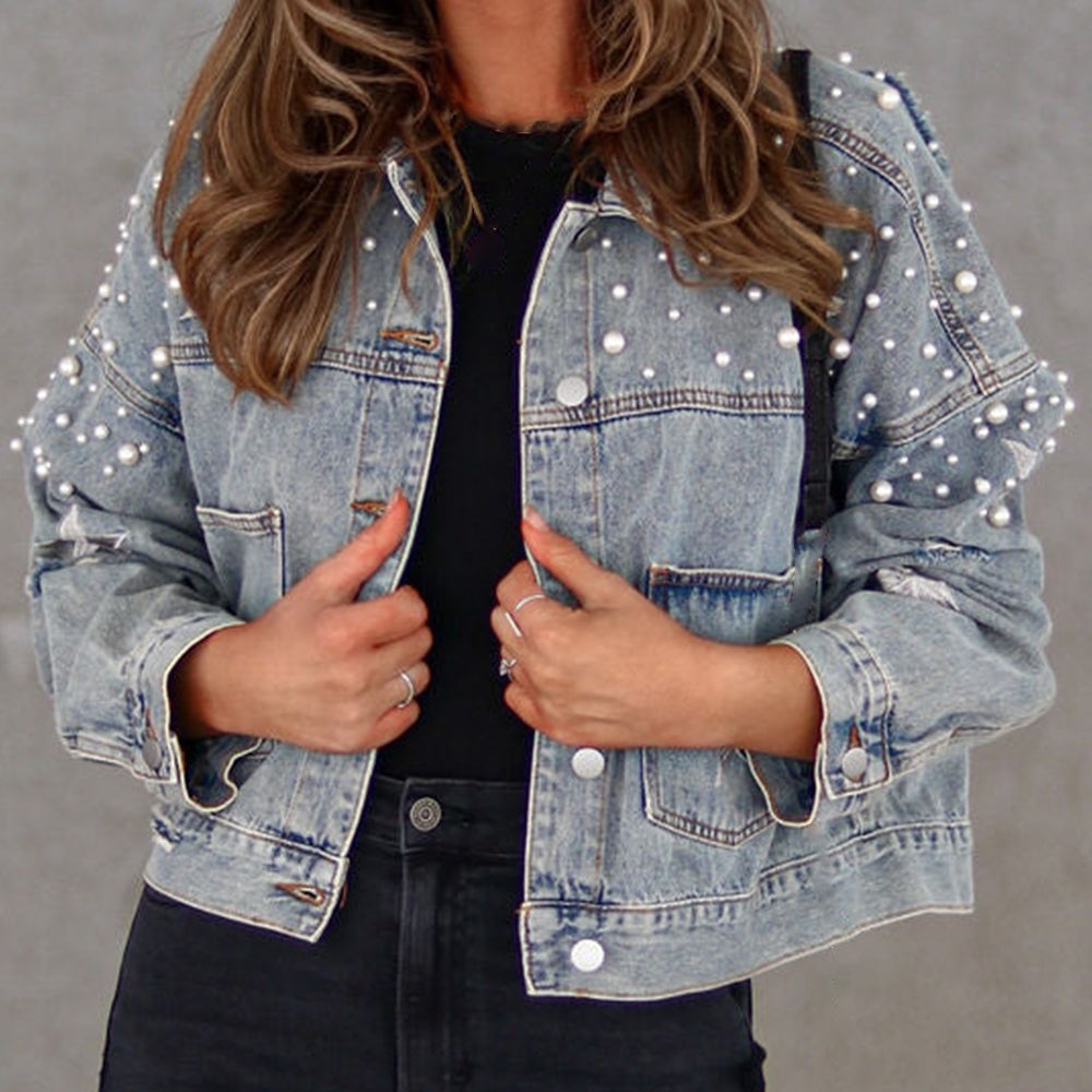 Bead Detail Denim Jacket – Trendsi | ClozArt