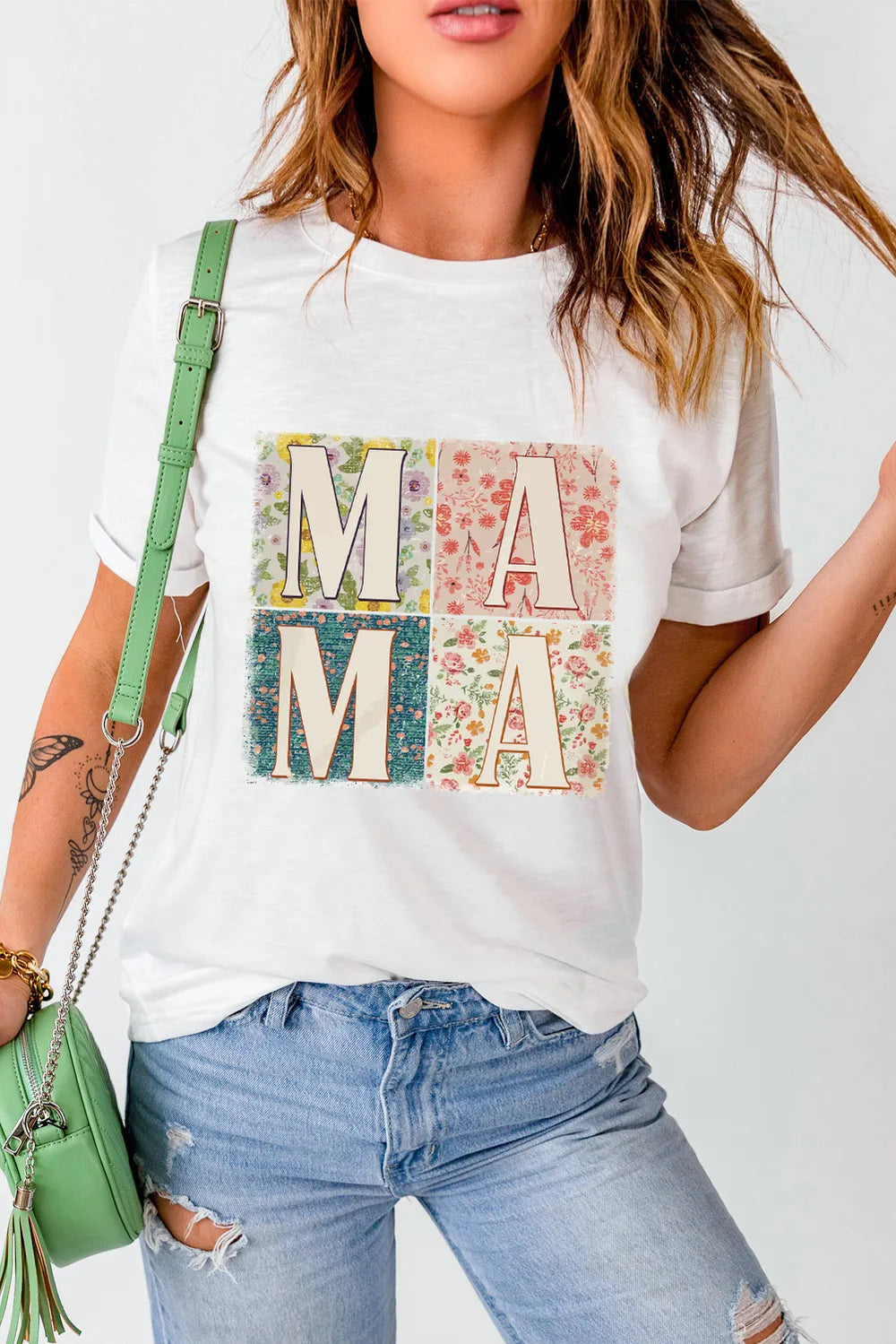MAMA Round Neck Short Sleeve T-Shirt – Trendsi | ClozArt