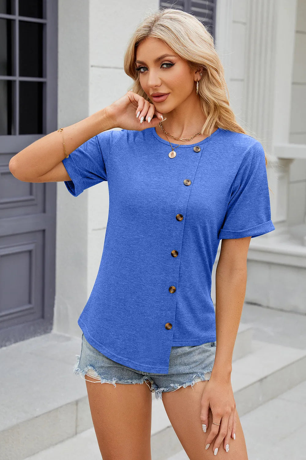 Round Neck Short Sleeve T-Shirt – Trendsi | ClozArt