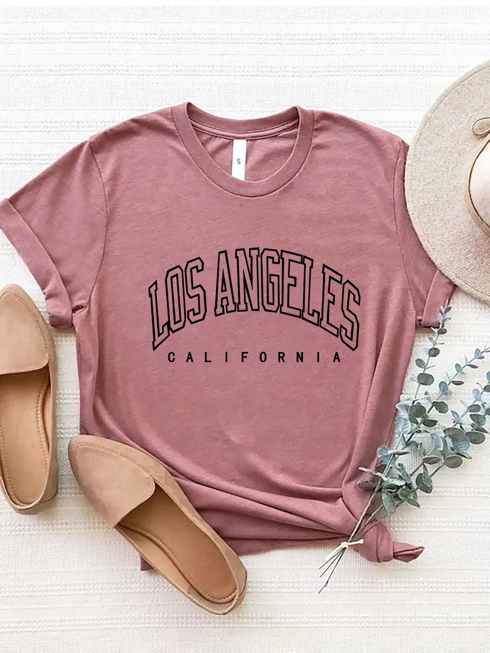 LOS ANGELES CALIFORNIA Round Neck T-Shirt – Trendsi | ClozArt