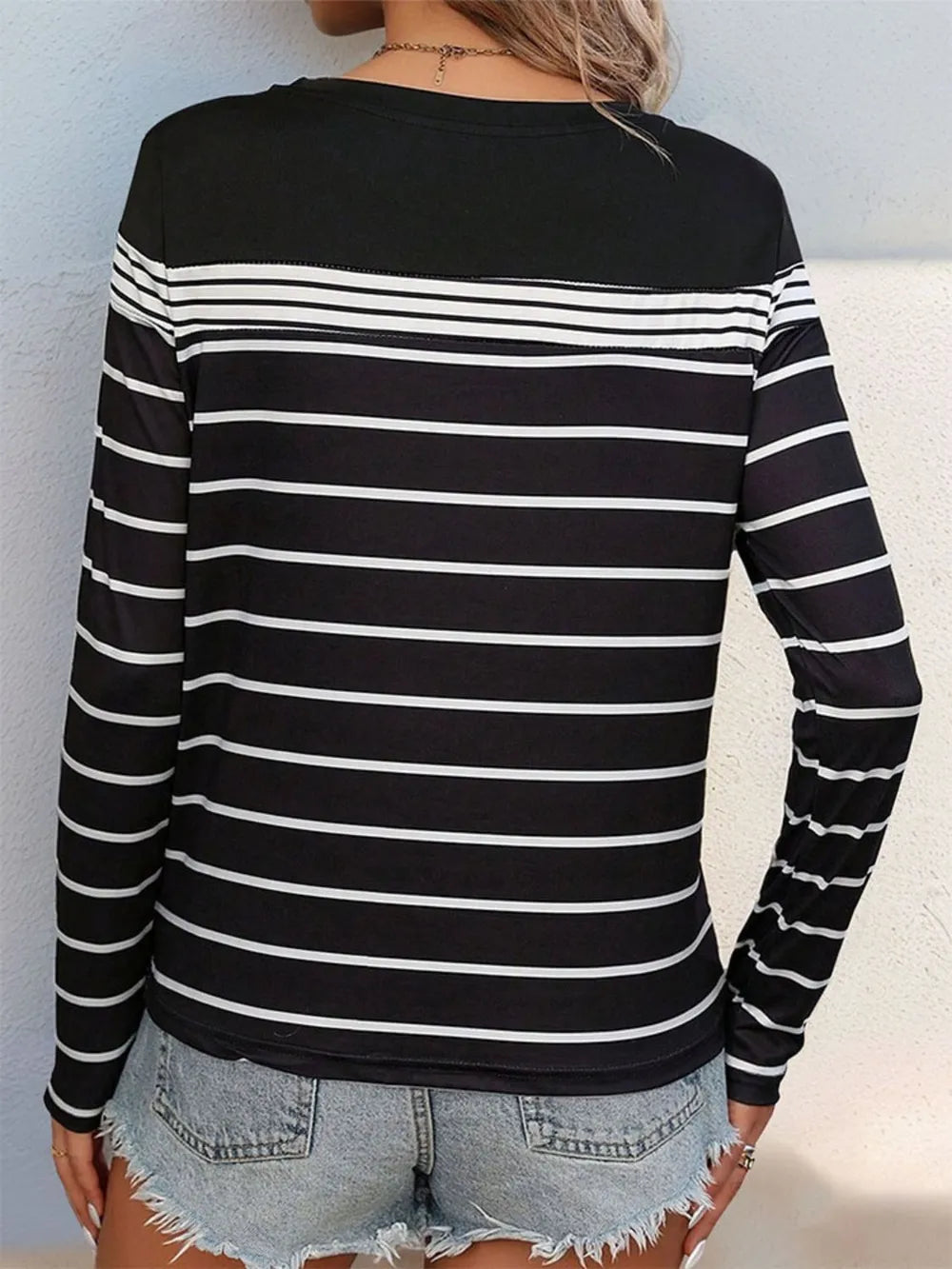 Perfee Striped Round Neck Long Sleeve T-Shirt – Trendsi | ClozArt