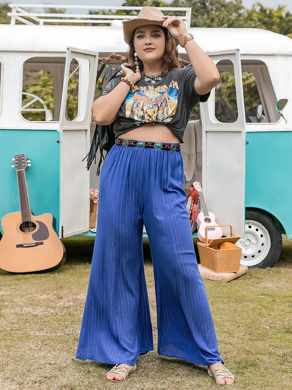 Plus Size Striped Wide-Leg Pants – Trendsi | ClozArt