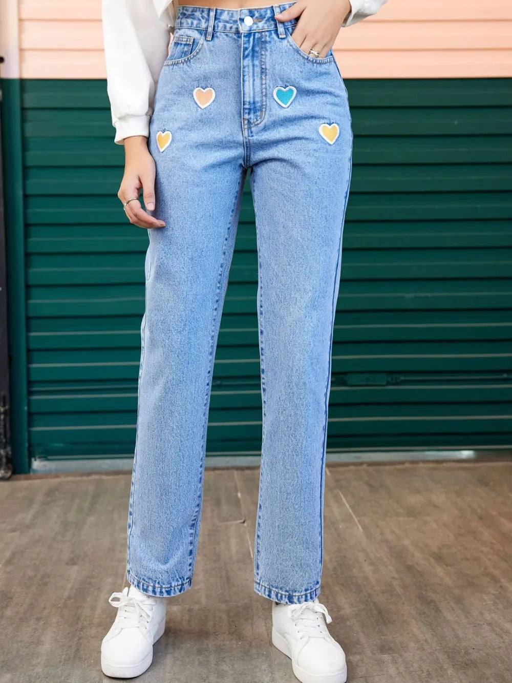 Heart Straight Leg Jeans with Pockets – Trendsi | ClozArt