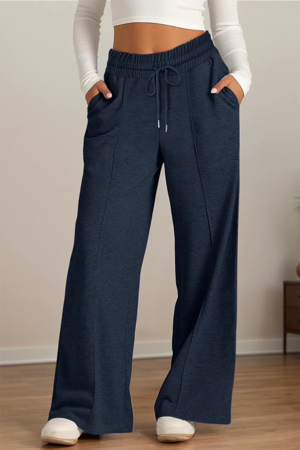 Drawstring Elastic Waist Wide Leg Pants – Trendsi | ClozArt