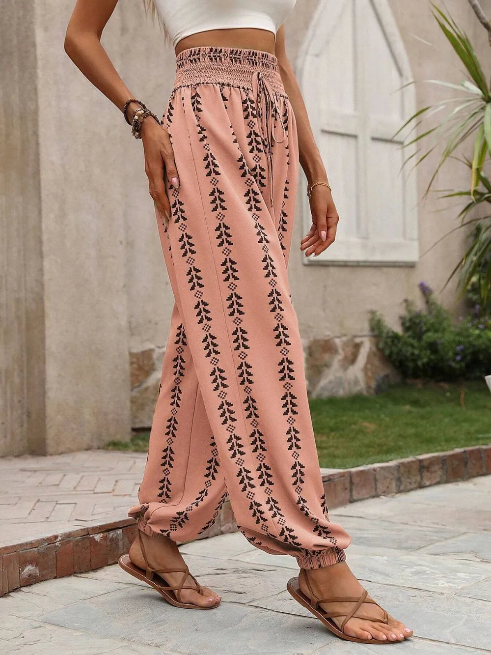 Tied Printed High Waist Pants – Trendsi | ClozArt