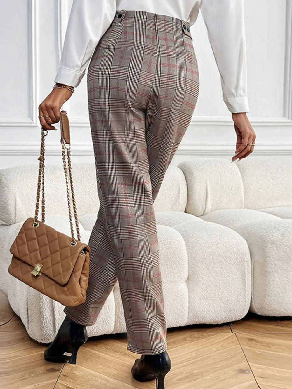 Perfee Plaid Straight Pants with Pockets – Trendsi | ClozArt
