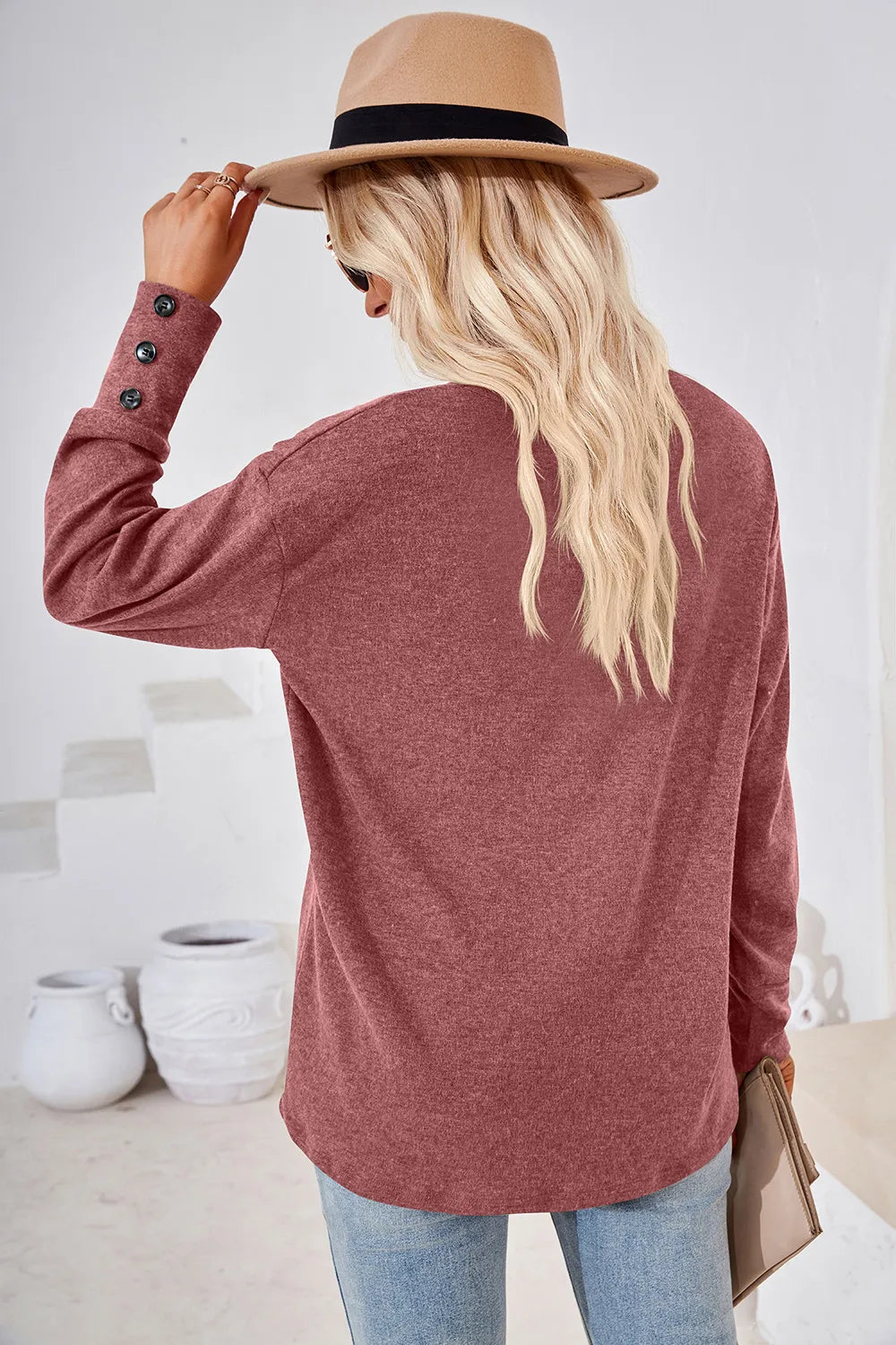 V-Neck Dropped Shoulder T-Shirt – Trendsi | ClozArt