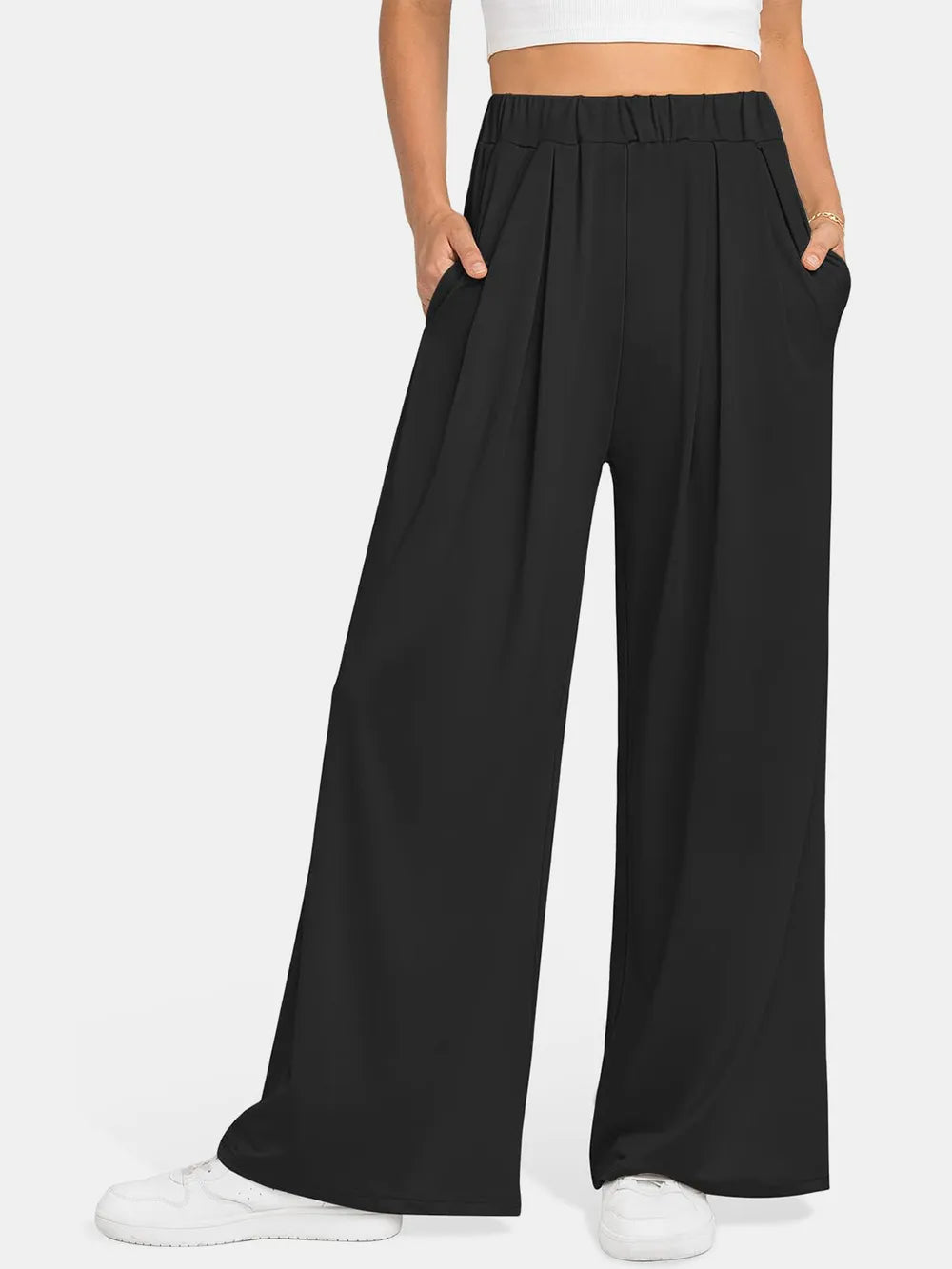 Elastic Waist Wide Leg Pants – Trendsi | ClozArt