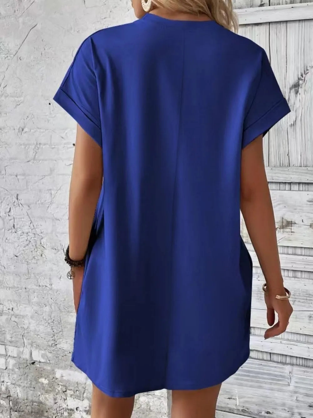 Pocketed Round Neck Short Sleeve Dress – Trendsi | ClozArt