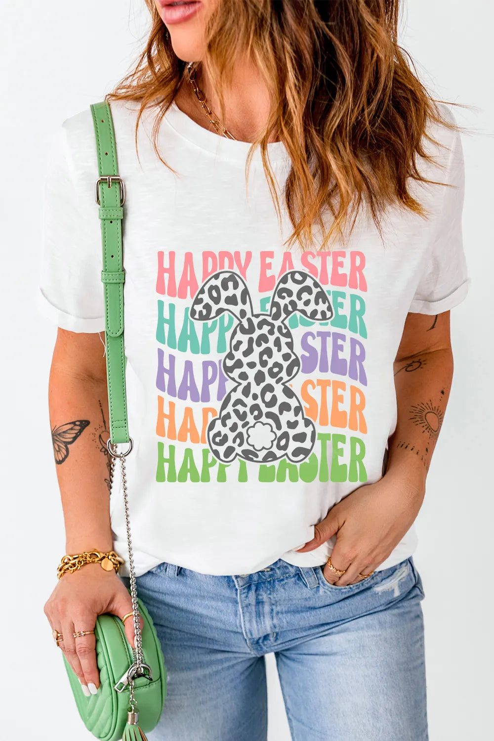 HAPPY EASTER Round Neck Short Sleeve T-Shirt – Trendsi | ClozArt