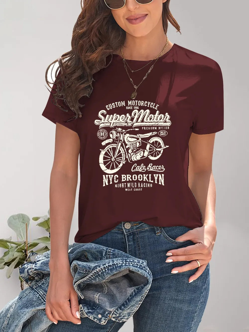 Motorcycle Graphic Round Neck T-Shirt – Trendsi | ClozArt
