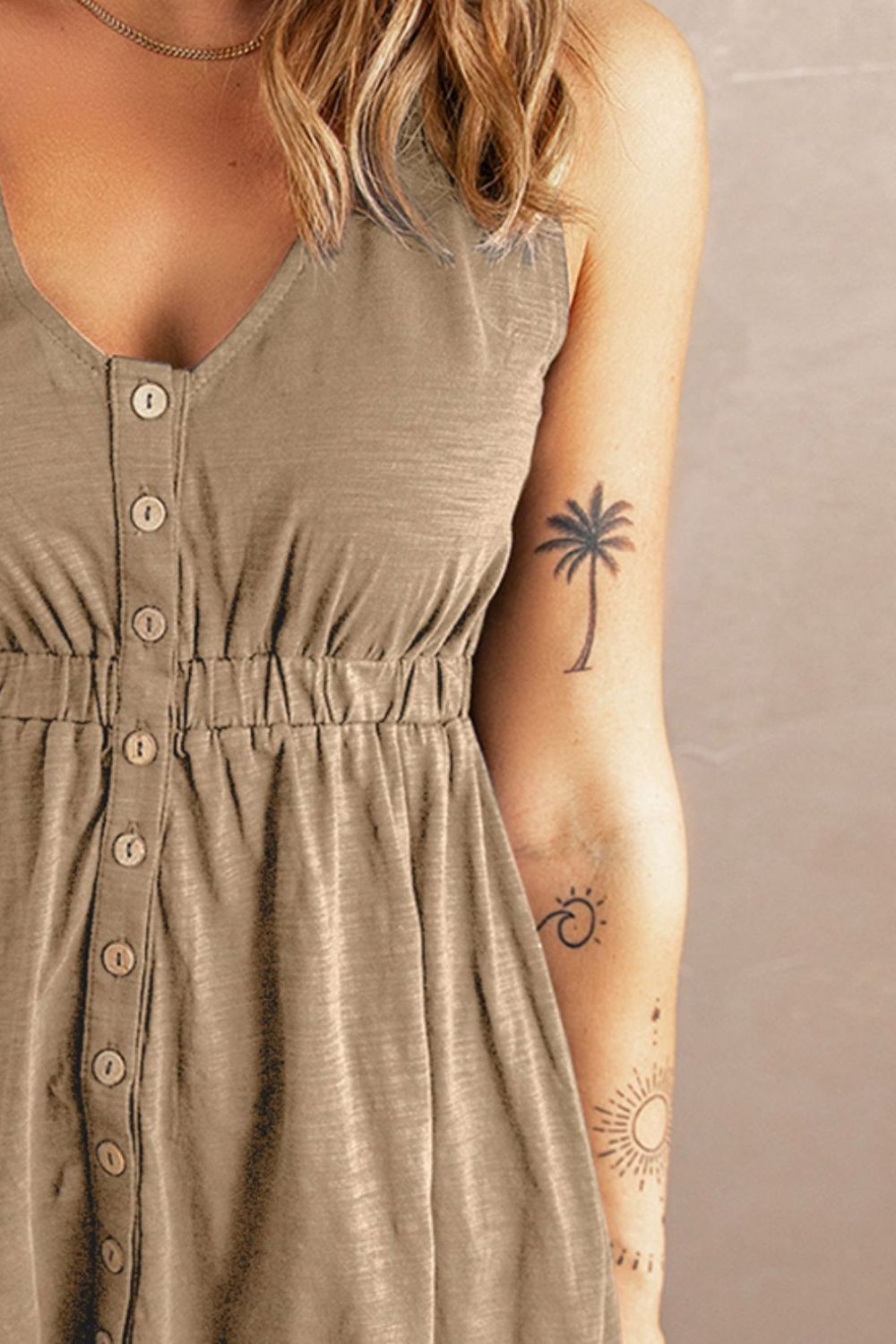 Sleeveless Button Down Mini Magic Dress – Trendsi | ClozArt