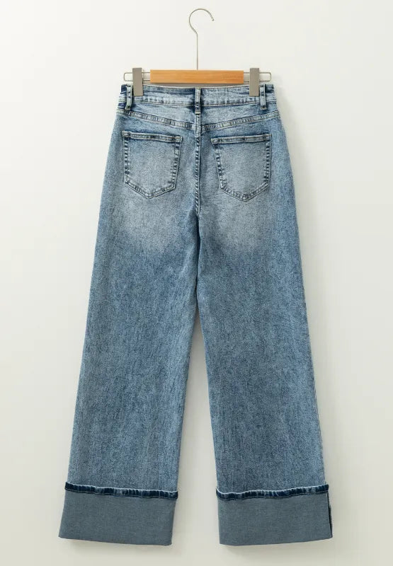 Washed Wide Leg Jeans with Pockets – Trendsi | ClozArt