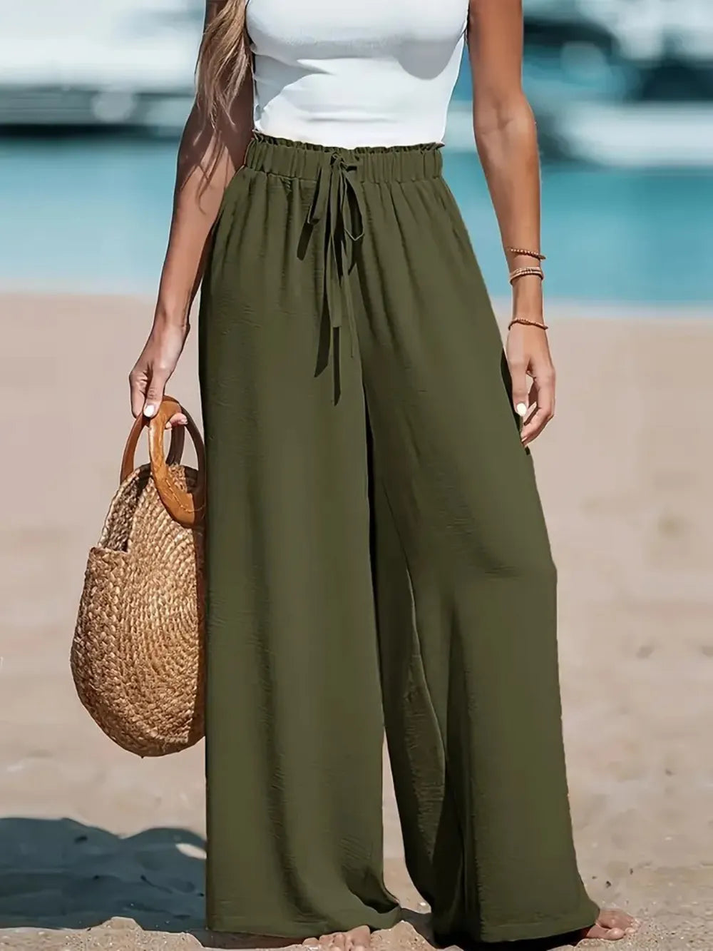 Drawsrting Wide leg Pants – Trendsi | ClozArt