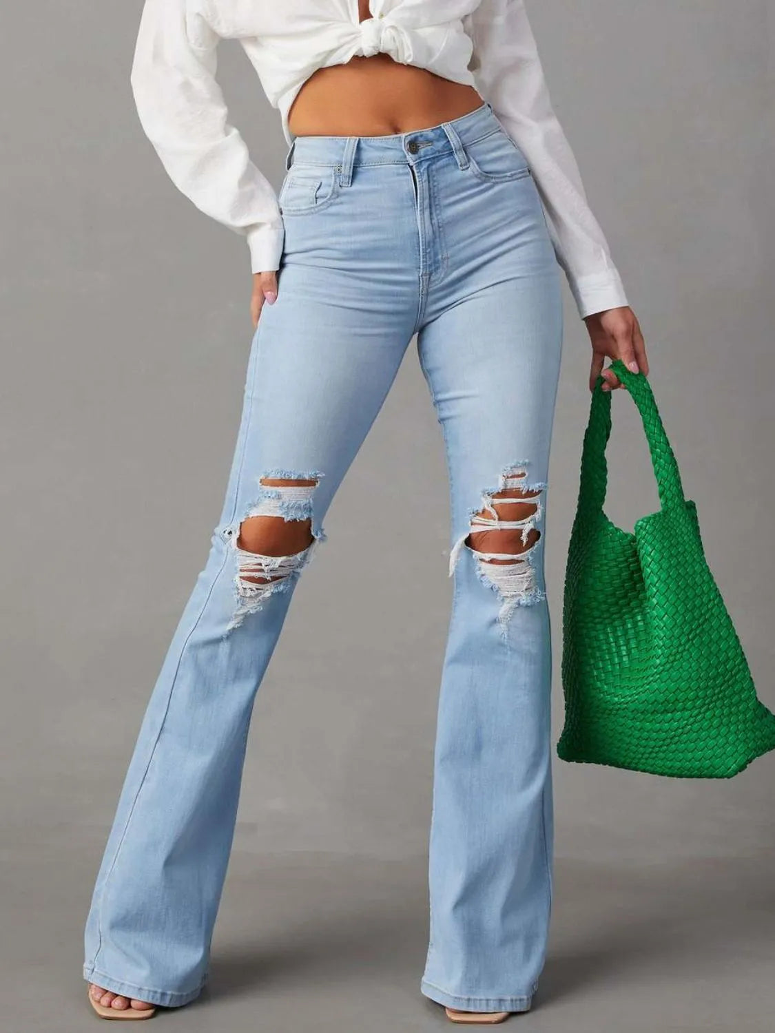 Distressed Jeans with Pockets – Trendsi | ClozArt