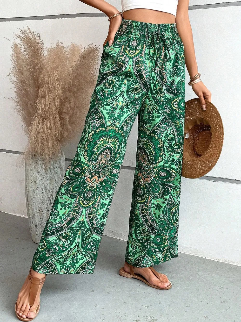 Printed Wide Leg Pants – Trendsi | ClozArt