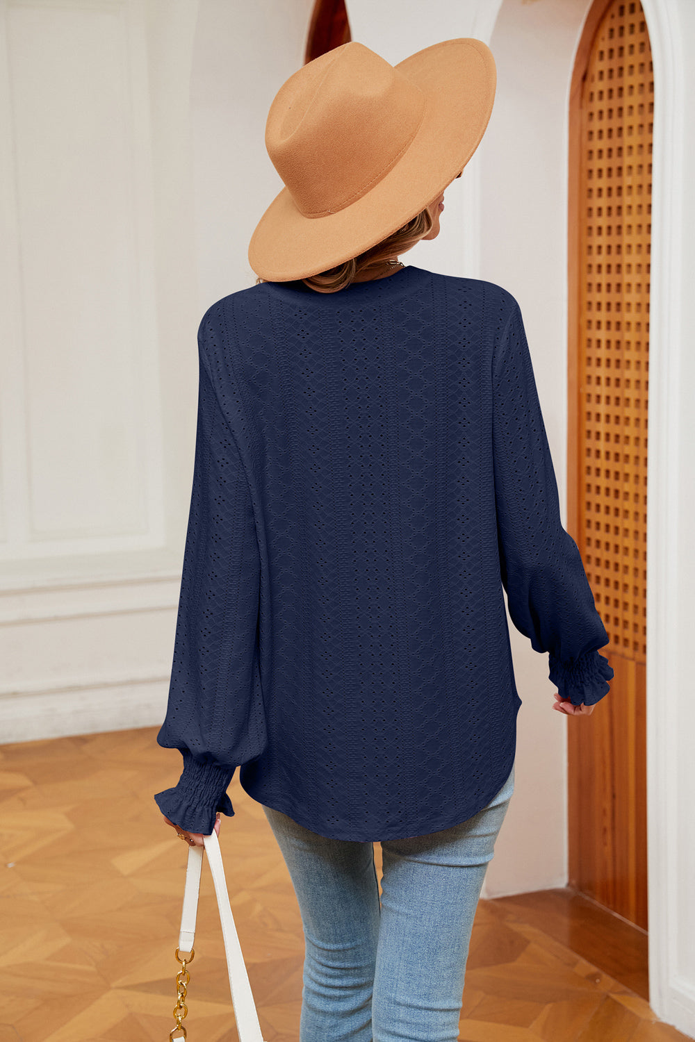 Notched Neck Flounce Sleeve Blouse – Trendsi | ClozArt
