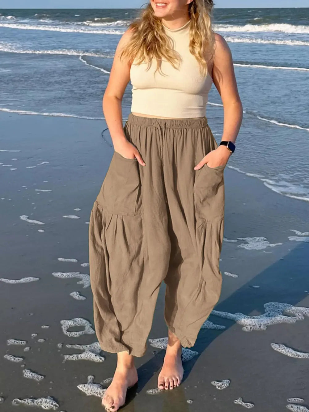Full Size Drawstring Pants with Pockets Plus Size – Trendsi | ClozArt